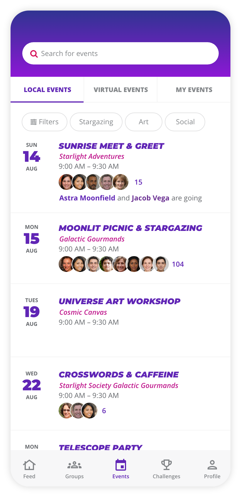 Your Community App Events Calendar